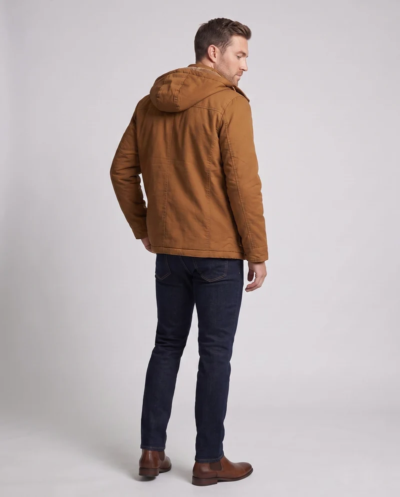 Herren Feldjacke mit Kapuze und Teddy-Futter sowie Multifunktionssch pockets Drune