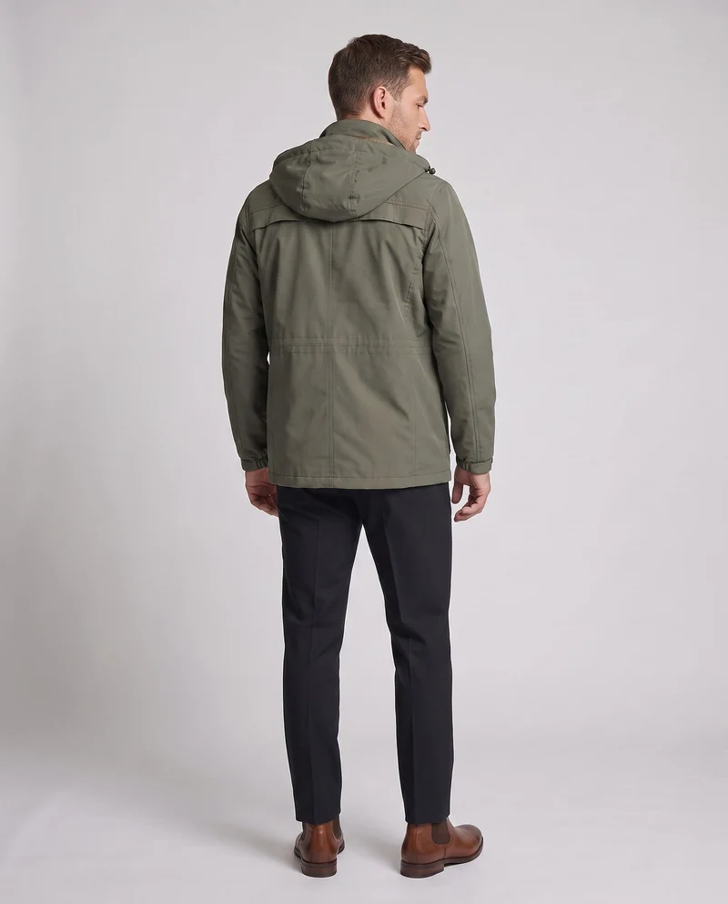 Herren-Sweatjacke mit Kapuze aus wasserabweisendem Canvas mit atmungsaktivem Mesh-Futter und Multifunktionstaschen Drune