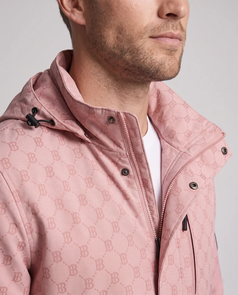 Herren Parka mit Kapuze aus wasserabweisendem Nylonmix mit Allover-Monogramm und Multifunktionstaschen Drune