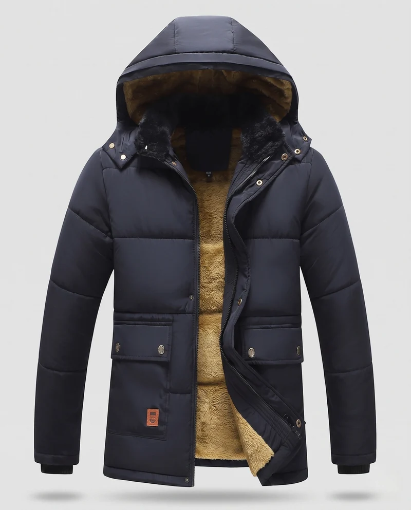 Herren Parka mit Kapuze und ganzflächigem Teddyfleece-Futter sowie thermischer Isolierung Drune