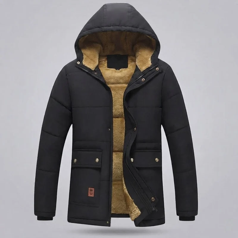 Herren Parka mit Kapuze und ganzflächigem Teddyfleece-Futter sowie thermischer Isolierung Drune
