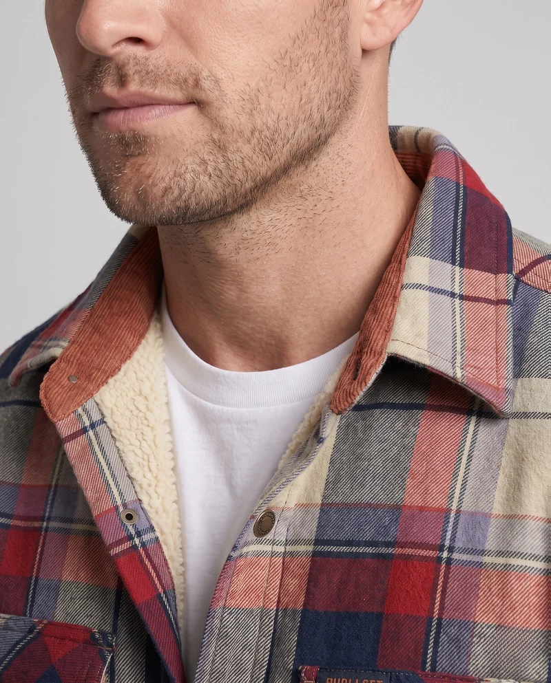 Herren Karo-Überhemdjacke mit warmem Teddy-Futter und Klappentaschen Drune