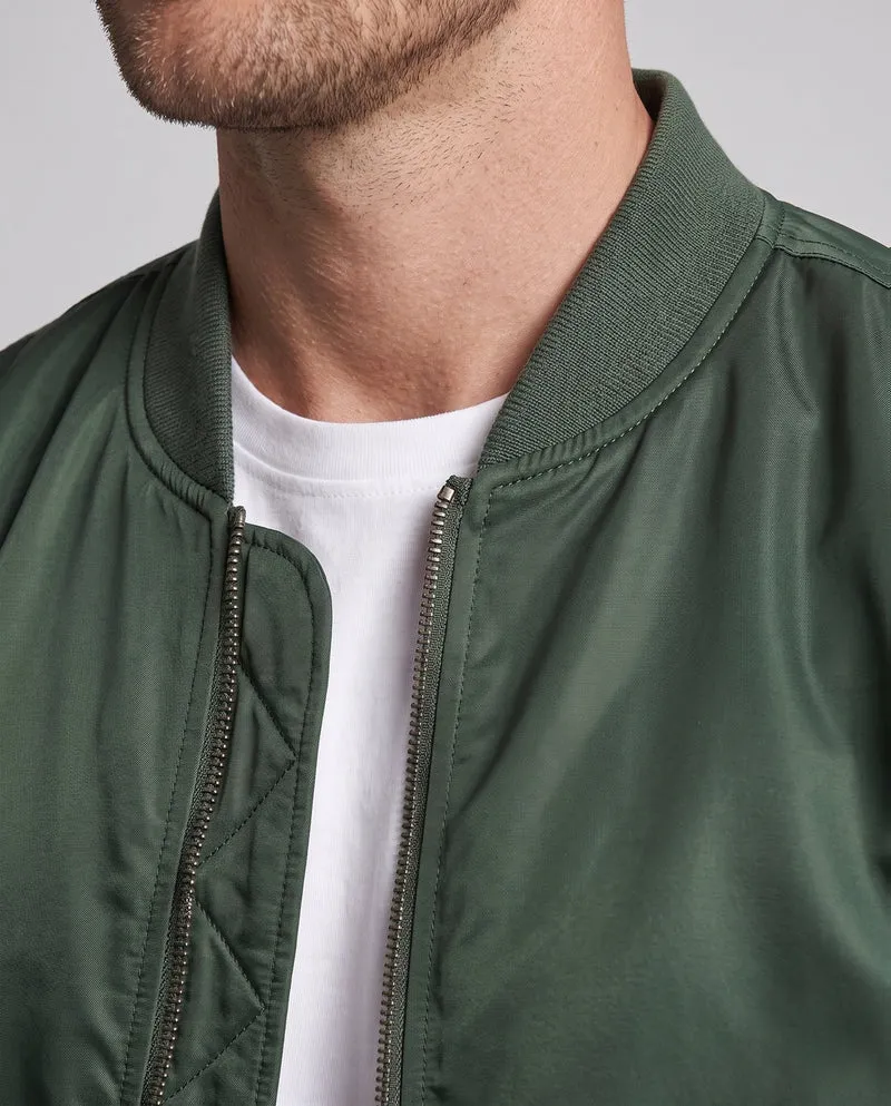 Herren klassische Nylon Bomberjacke im Pilotstil mit Utility-Tasche am Ärmelsaum und geripptem Bund Drune