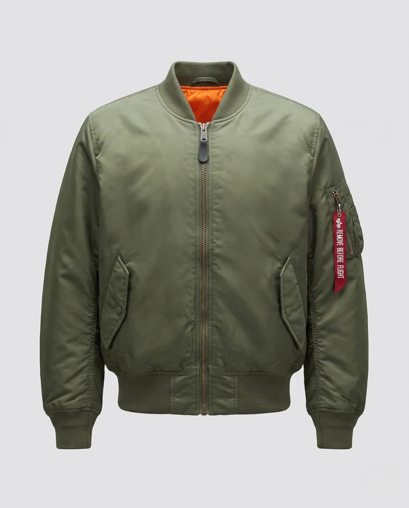 Herren klassische Pilot-Bomberjacke mit Kontrastfutter, Utility-Tasche am Ärmel und geripptem Saum Drune