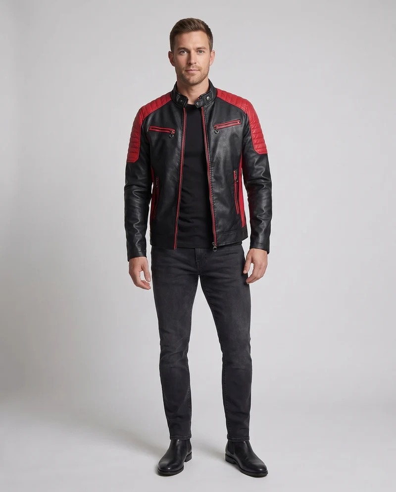 Männer Faux-Leder Motorrad Blouson Drune