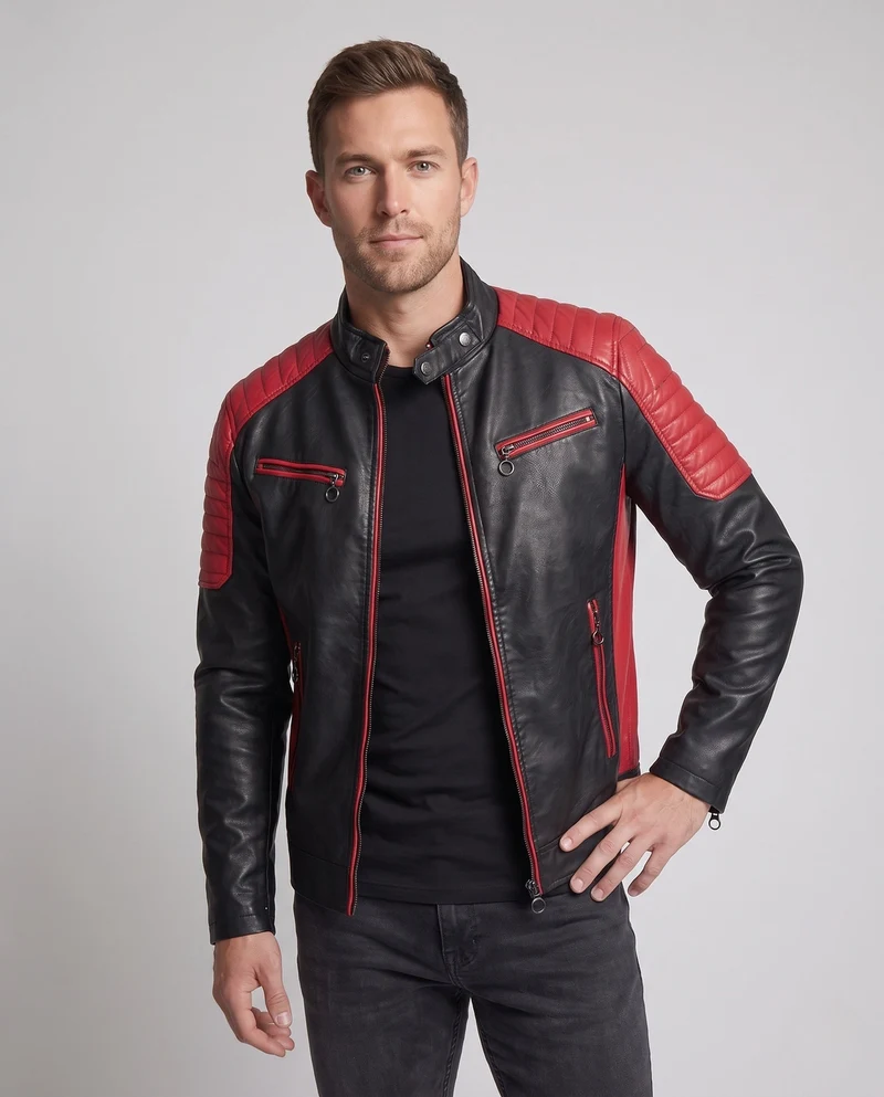 Männer Faux-Leder Motorrad Blouson Drune
