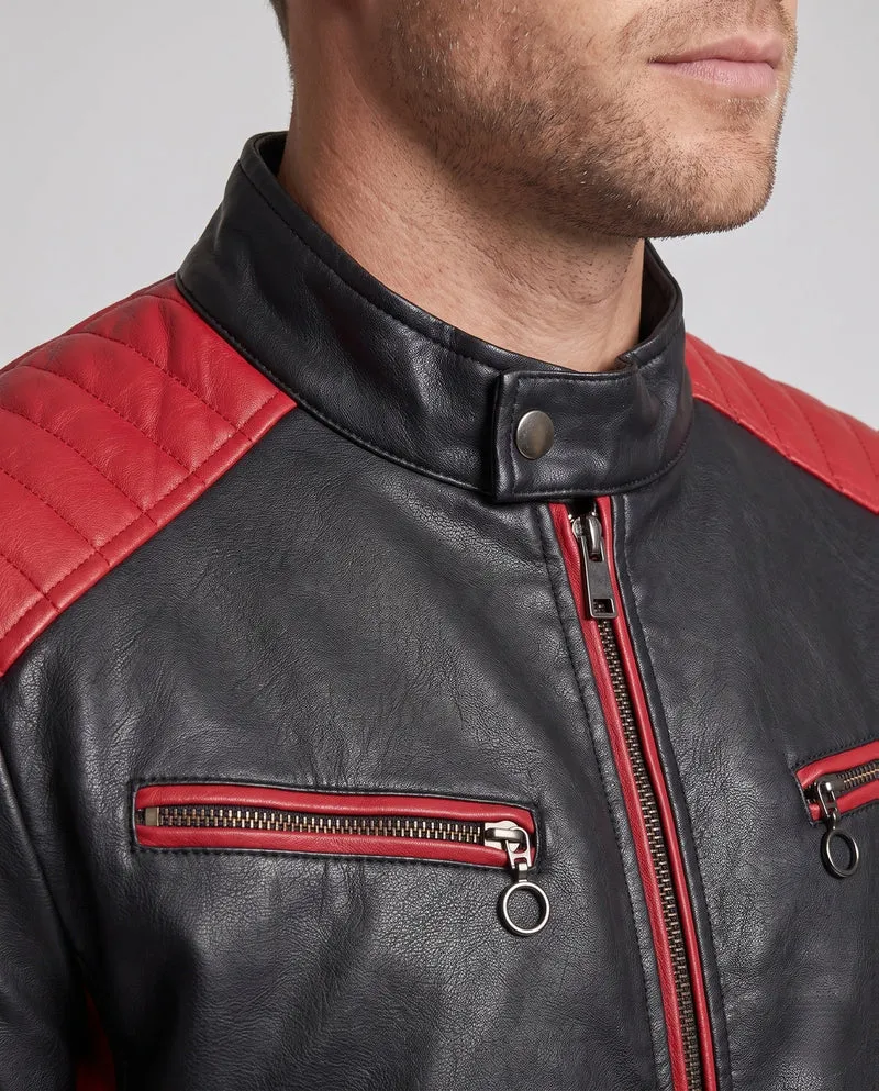 Männer Faux-Leder Motorrad Blouson Drune