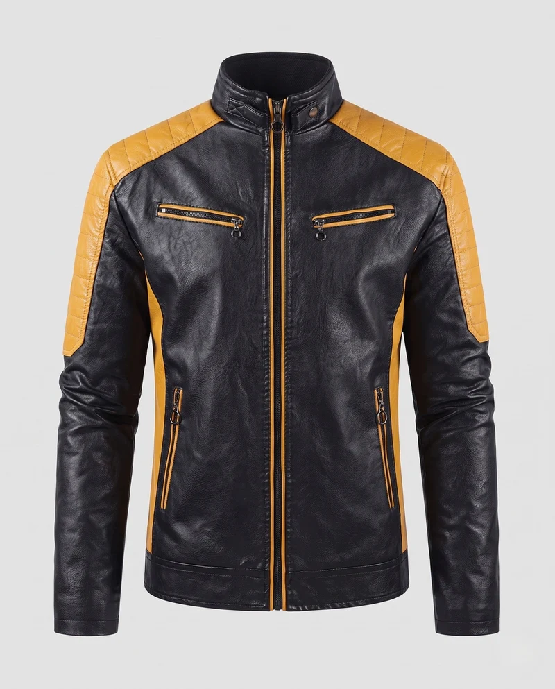Männer Faux-Leder Motorrad Blouson Drune