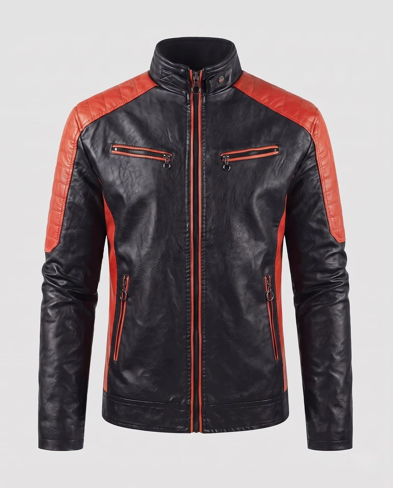 Männer Faux-Leder Motorrad Blouson Drune