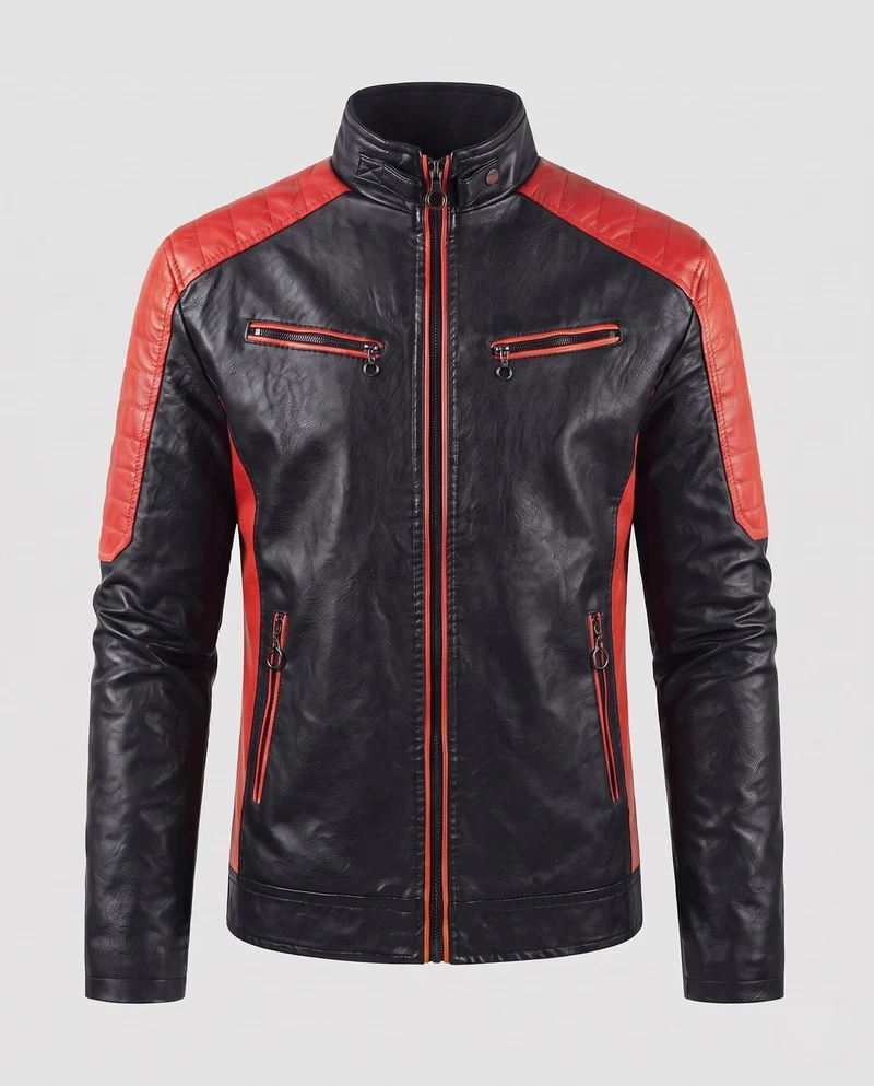 Männer Faux-Leder Motorrad Blouson Drune