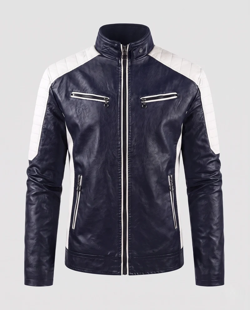 Männer Faux-Leder Motorrad Blouson Drune