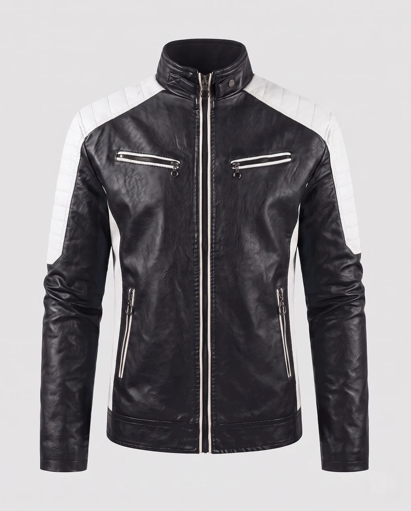 Männer Faux-Leder Motorrad Blouson Drune