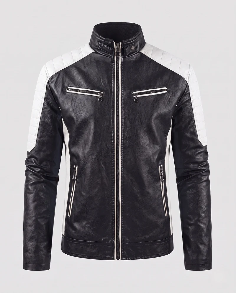 Männer Faux-Leder Motorrad Blouson Drune