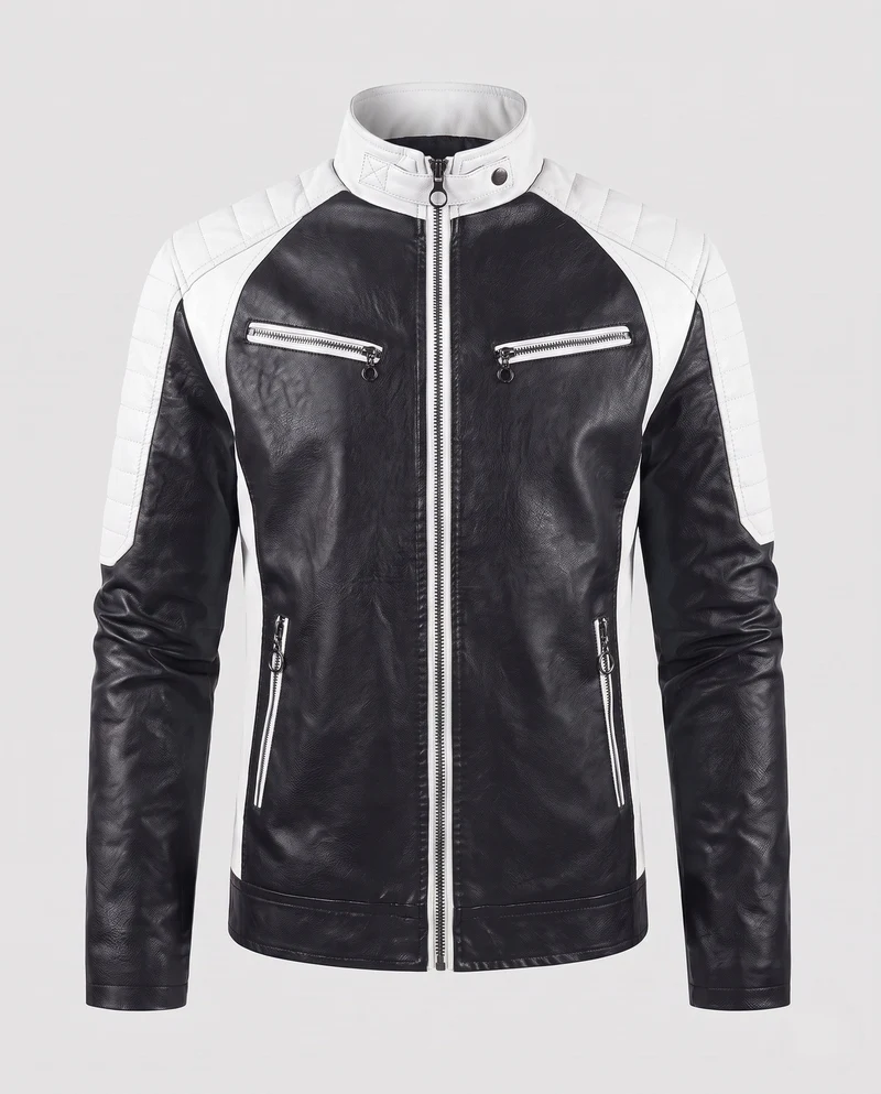 Männer Faux-Leder Motorrad Blouson Drune