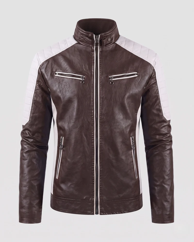 Männer Faux-Leder Motorrad Blouson Drune