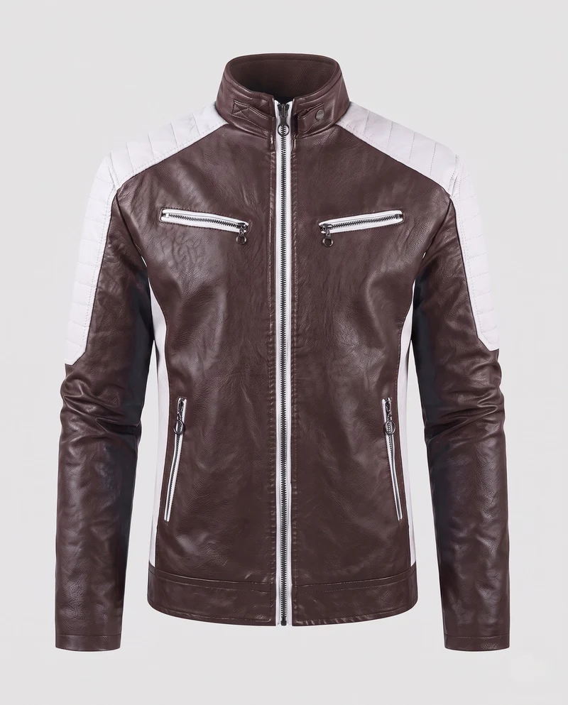 Männer Faux-Leder Motorrad Blouson Drune
