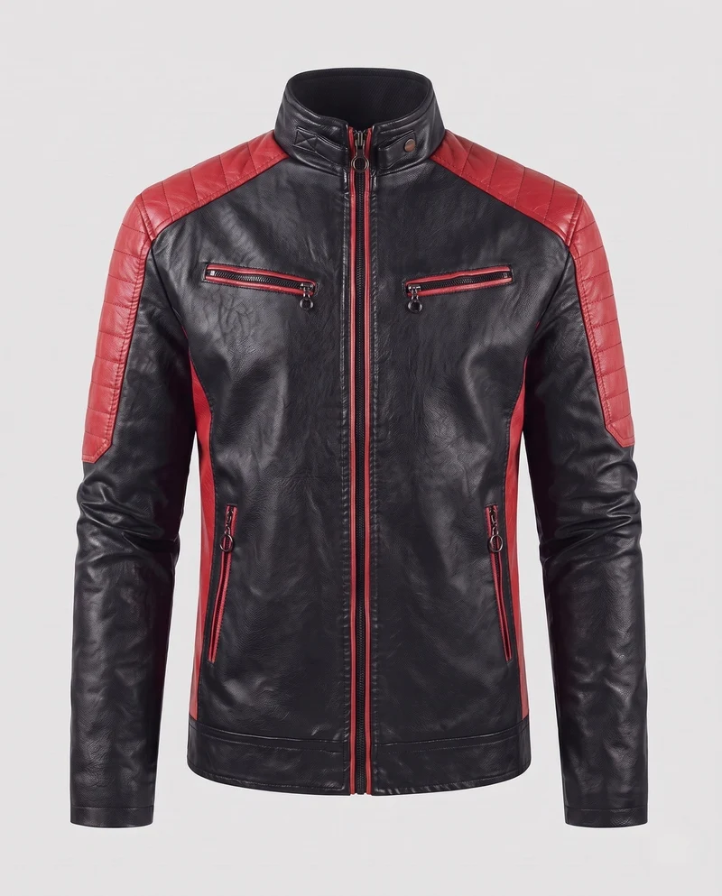 Männer Faux-Leder Motorrad Blouson Drune