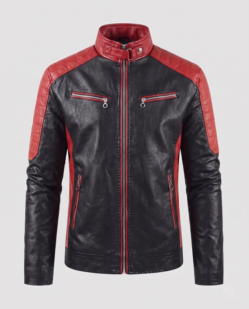 Männer Faux-Leder Motorrad Blouson Drune