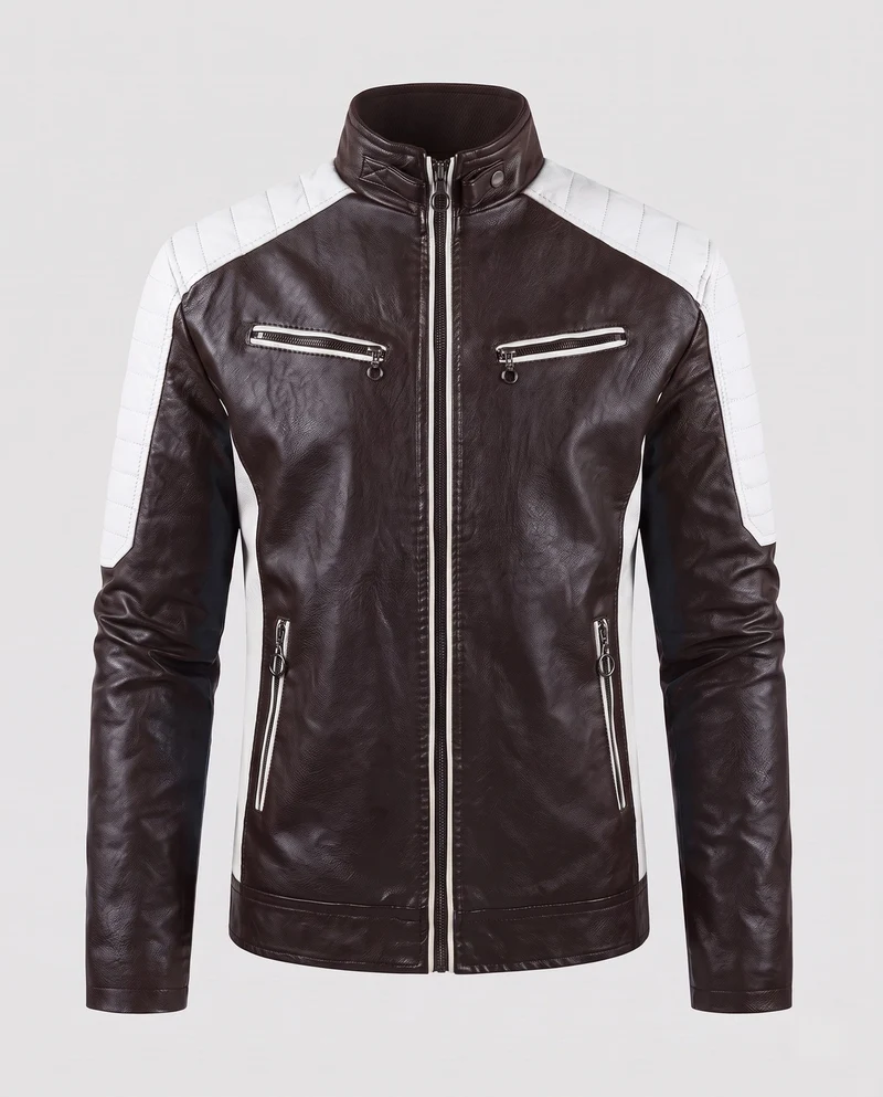 Männer Faux-Leder Motorrad Blouson Drune