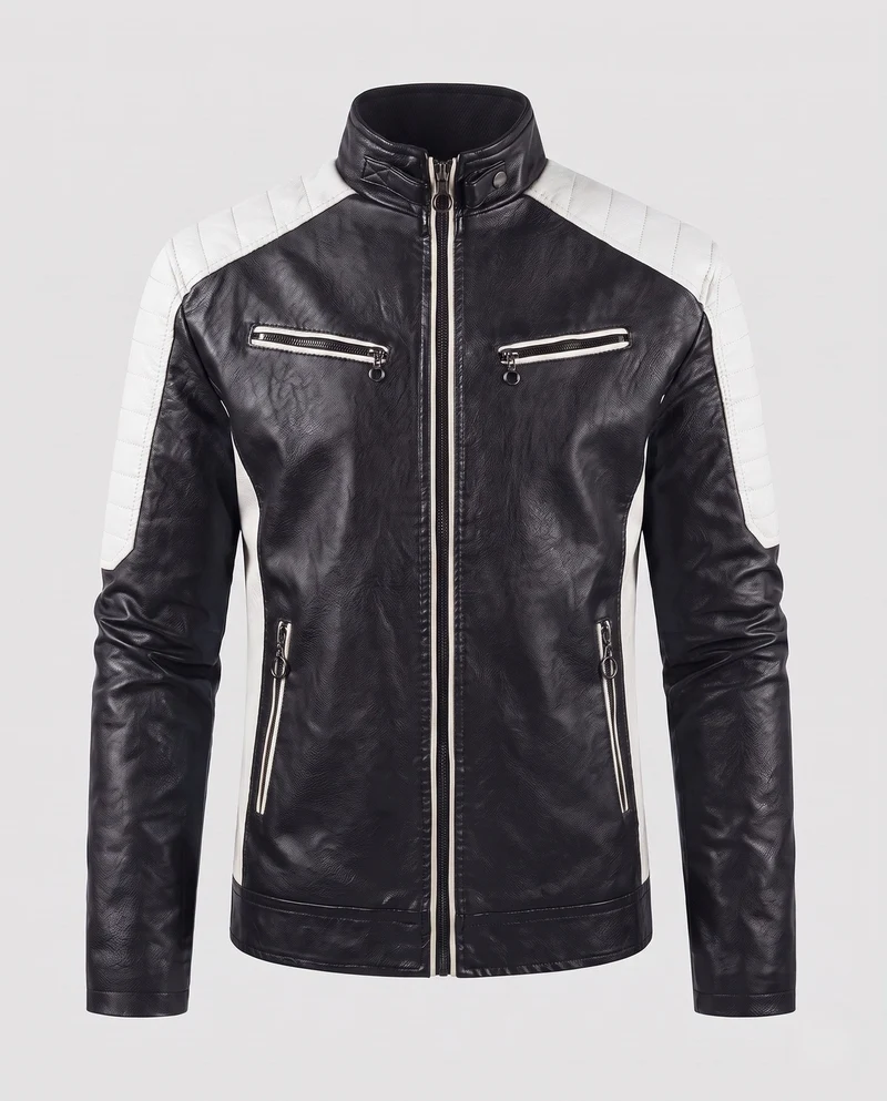 Männer Faux-Leder Motorrad Blouson Drune