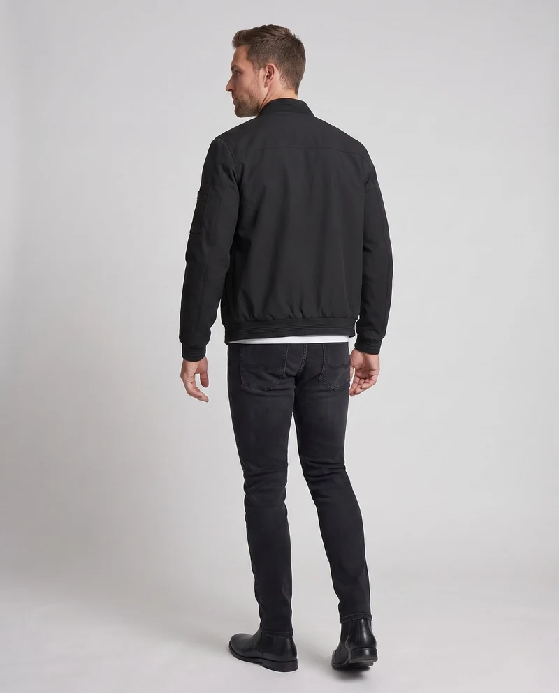 Herren kurze, cropped Bomberjacke im Pilotenstil mit Ärmeltasche und gerippten Bündchen Drune