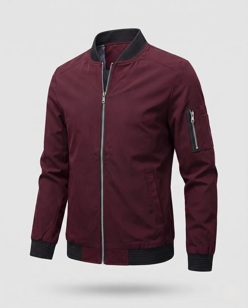 Herren kurze, cropped Bomberjacke im Pilotenstil mit Ärmeltasche und gerippten Bündchen Drune