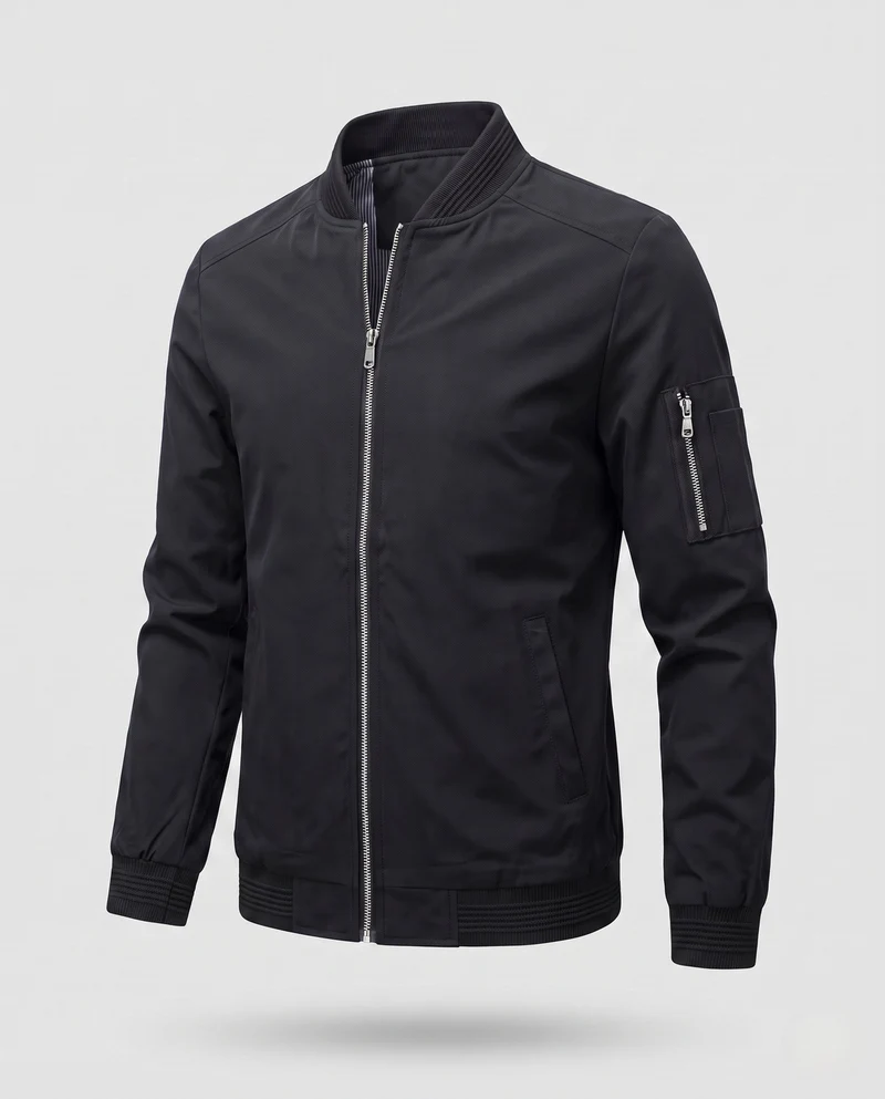 Herren kurze, cropped Bomberjacke im Pilotenstil mit Ärmeltasche und gerippten Bündchen Drune