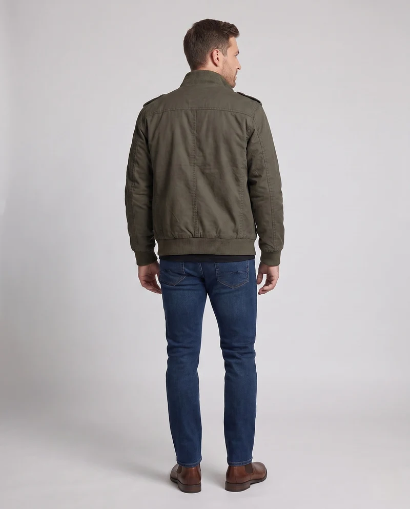 Herren kurz geschnittene Pilotenjacke aus Canvas mit verstecktem thermo Futter und Schulterklappen Drune