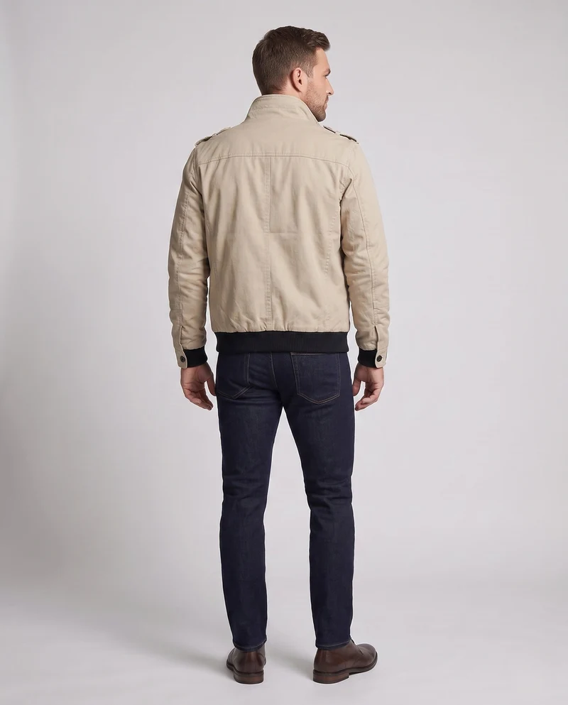 Herren Kurz Blouson Canvas Field Blouson im Utility-Stil mit hochgestelltem Stehkragen Drune