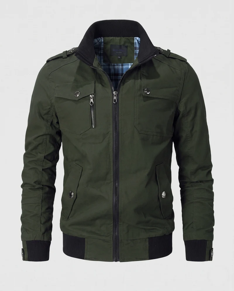 Herren Kurz Blouson Canvas Field Blouson im Utility-Stil mit hochgestelltem Stehkragen Drune