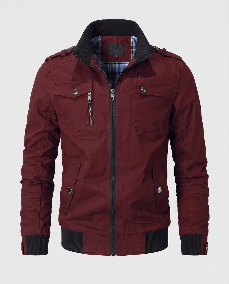 Herren Kurz Blouson Canvas Field Blouson im Utility-Stil mit hochgestelltem Stehkragen Drune
