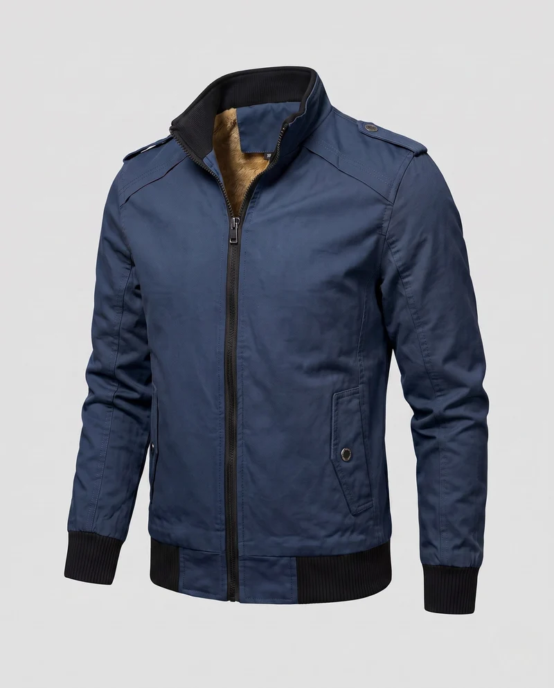 Herren Kurzjacke im Aviator-Look mit thermo Teddy-Futter und Schulterpaspel Drune