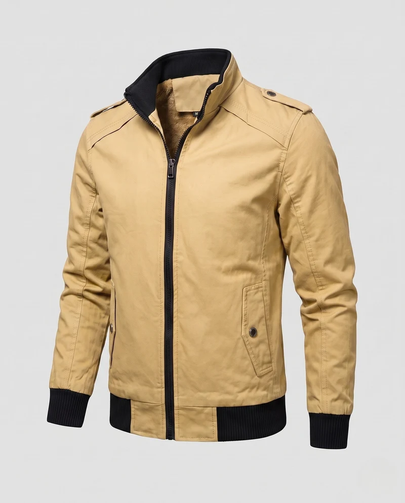 Herren Kurzjacke im Aviator-Look mit thermo Teddy-Futter und Schulterpaspel Drune