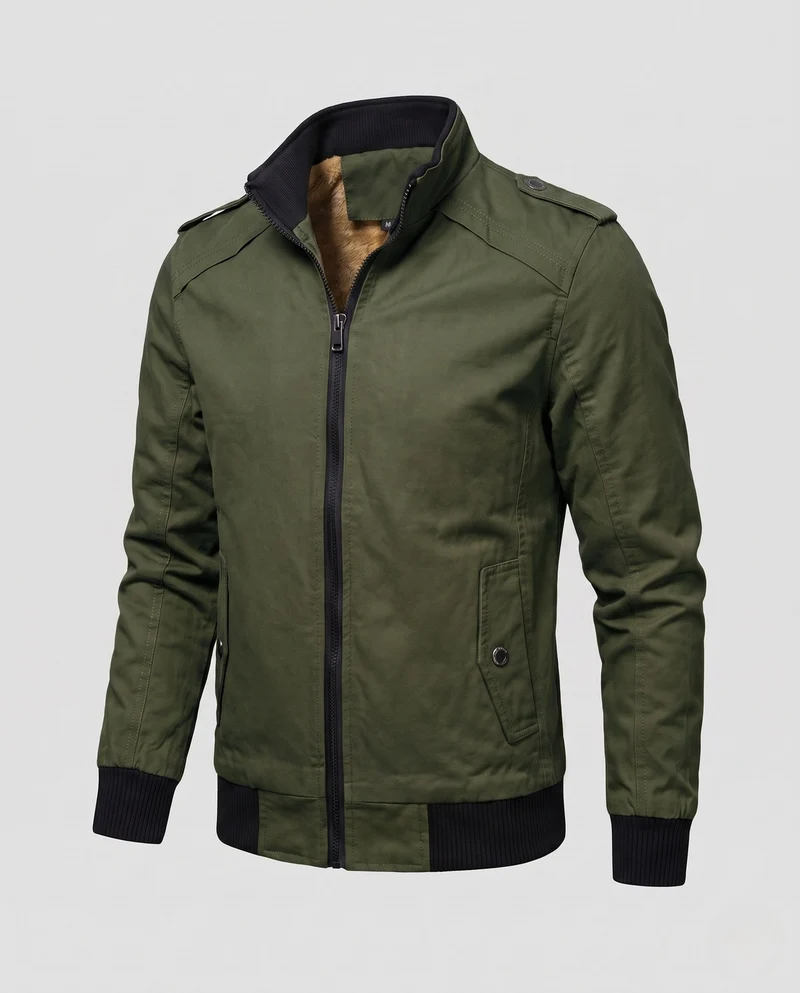 Herren Kurzjacke im Aviator-Look mit thermo Teddy-Futter und Schulterpaspel Drune