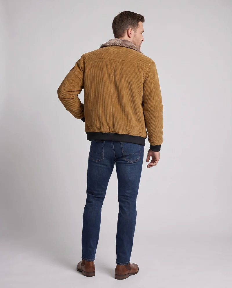 Herren Short Cord Bomber mit Sherpa-Futter und hohem Kragen Drune