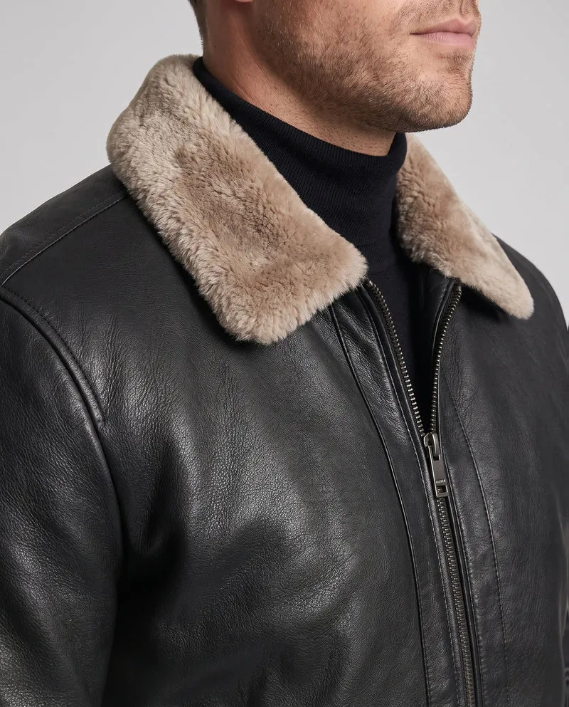 Herren Kurzjacke im Pilotenlook mit Kunstfellkragen und wärmender Wattierung Drune