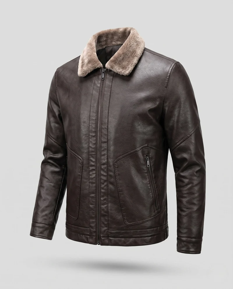 Herren Kurzjacke im Pilotenlook mit Kunstfellkragen und wärmender Wattierung Drune