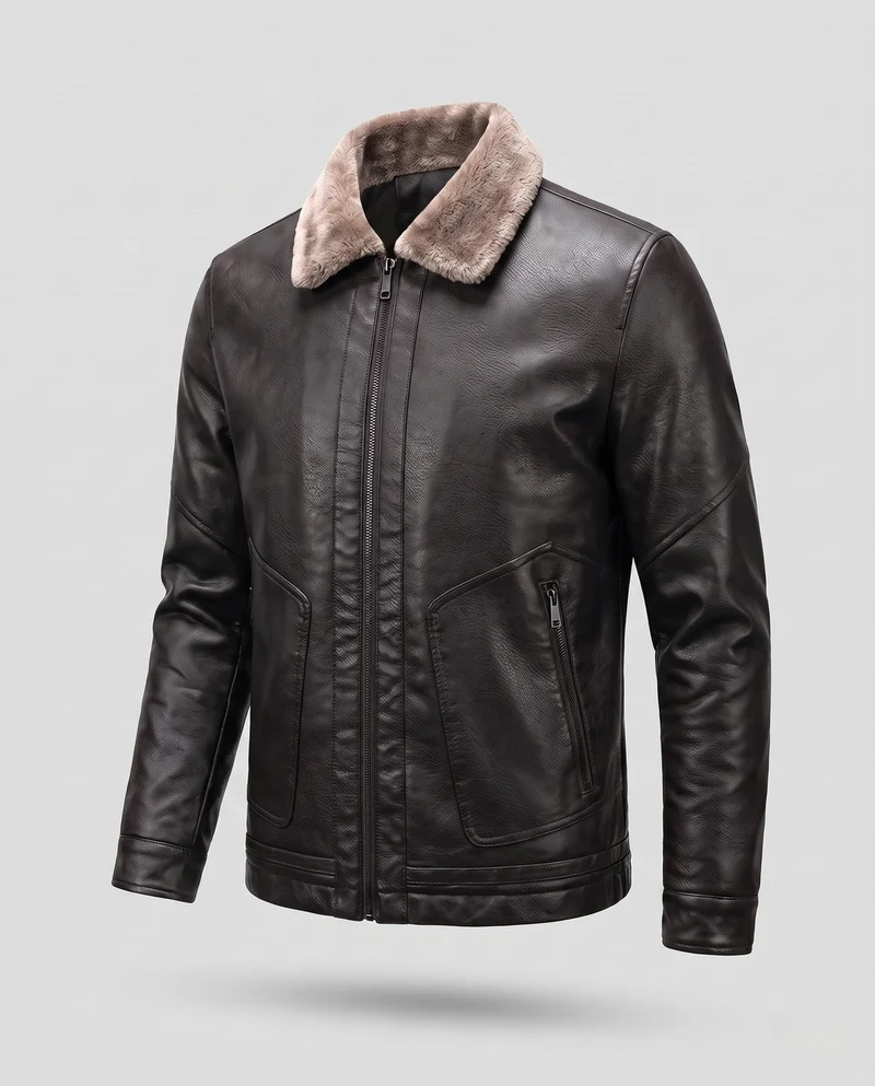 Herren Kurzjacke im Pilotenlook mit Kunstfellkragen und wärmender Wattierung Drune