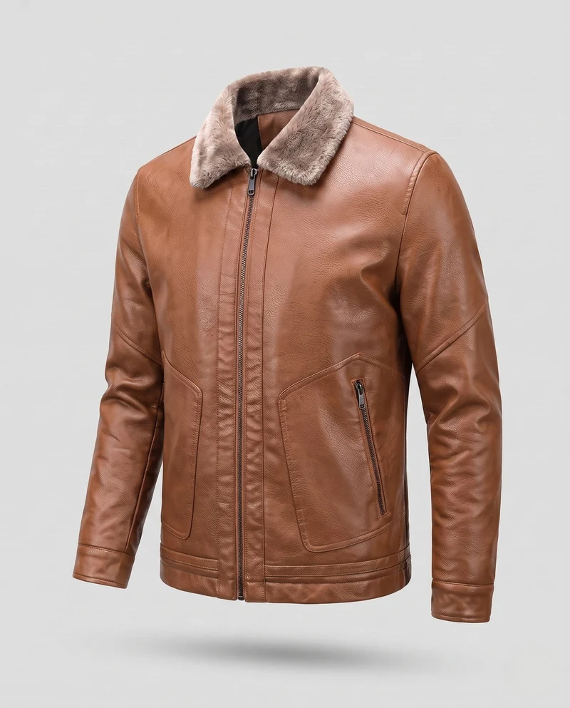 Herren Kurzjacke im Pilotenlook mit Kunstfellkragen und wärmender Wattierung Drune