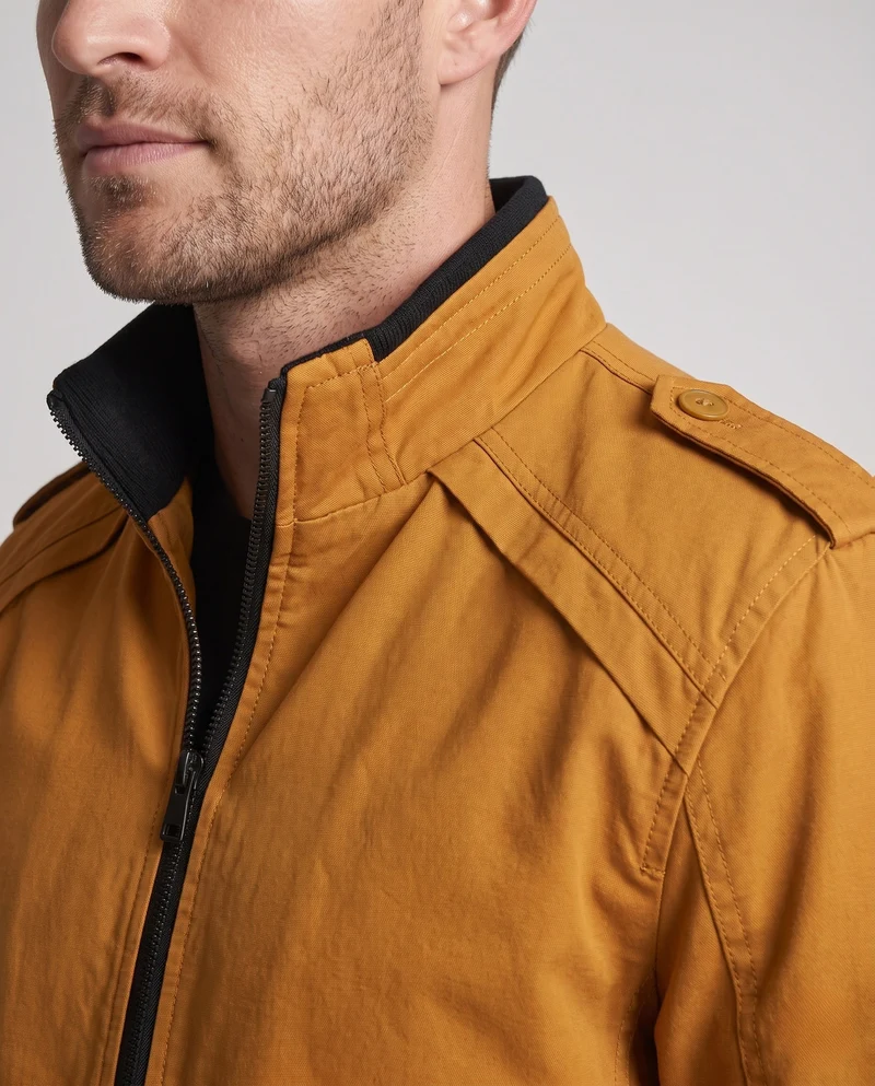 Herren kurze Jacke mit Teddyfutter, Reißverschluss und Schulterklappen Drune