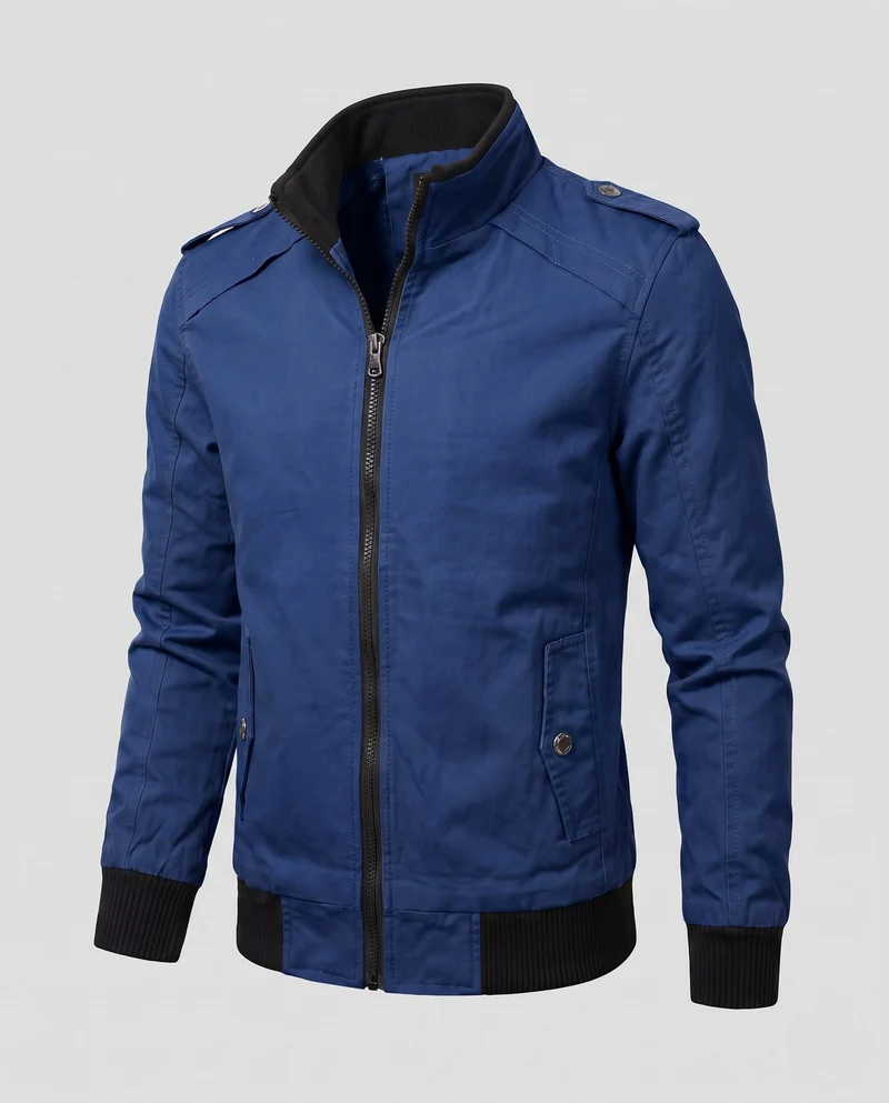 Herren kurze Jacke mit Teddyfutter, Reißverschluss und Schulterklappen Drune
