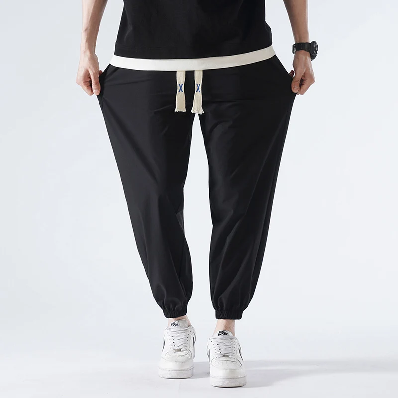 Herren Leichte Relax-Fit-Loungehose aus atmungsaktivem Jersey mit elastischem Tunnelbund, breitem Kordelzug & geripptem Beinabschluss Drune