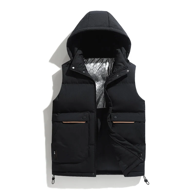 Herren Leichte Pufferweste mit abnehmbarer Kapuze, Thermoisolierung & Utility-Taschen Drune