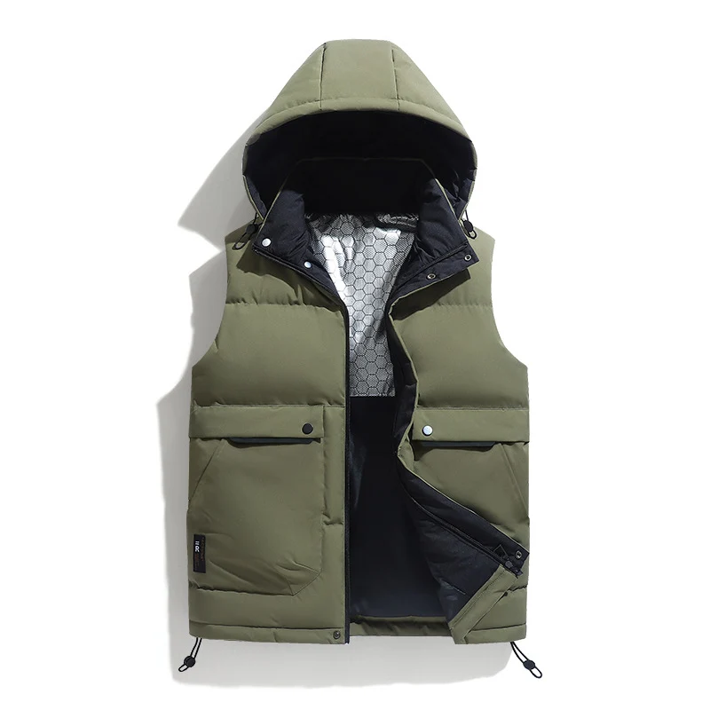 Herren Leichte Pufferweste mit abnehmbarer Kapuze, Thermoisolierung & Utility-Taschen Drune