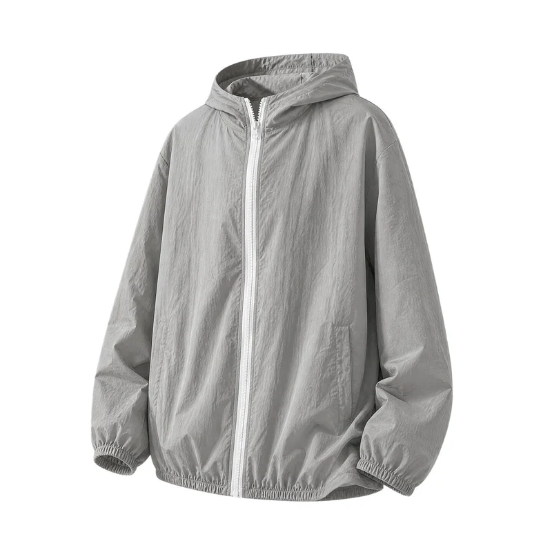 Herren Leichte Oversize-Windjacke mit Kapuze, elastischem Saum & Eingrifftaschen Drune