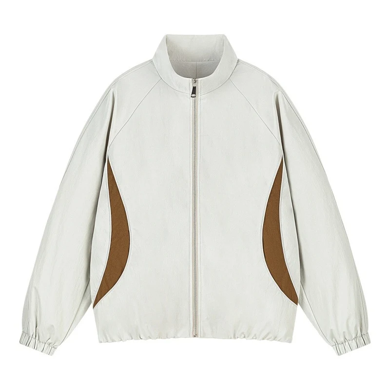 Herren Leichte Oversize Freizeitjacke mit Stehkragen, elastischem Saum und kontrastseiteneinsätzen Drune