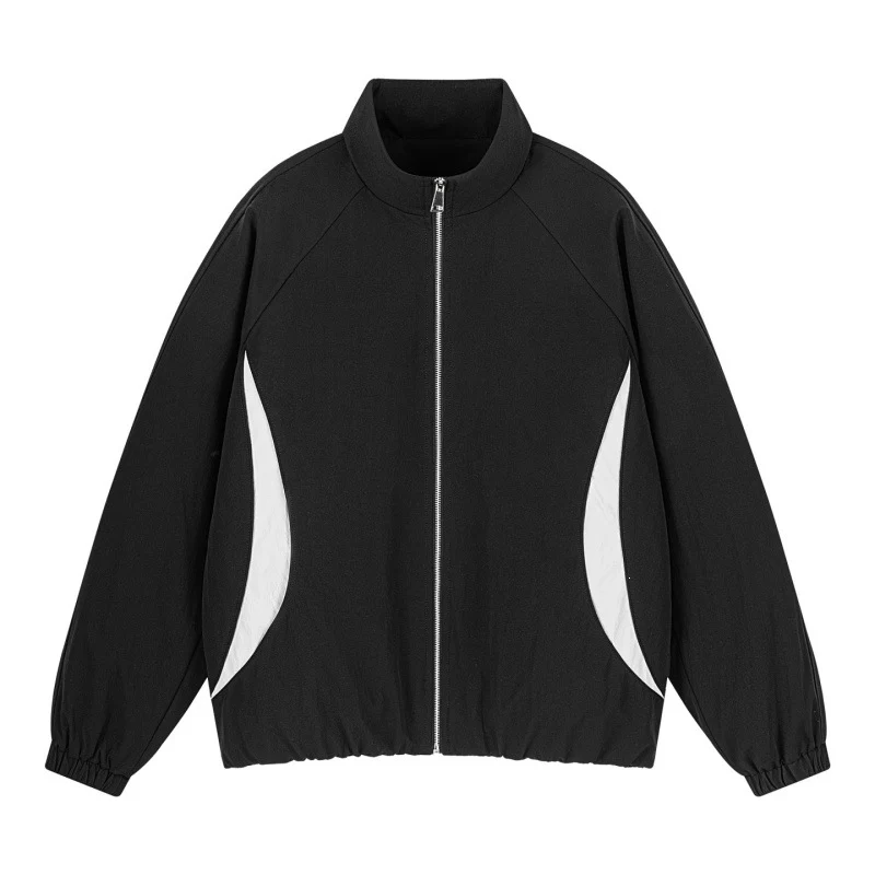 Herren Leichte Oversize Freizeitjacke mit Stehkragen, elastischem Saum und kontrastseiteneinsätzen Drune