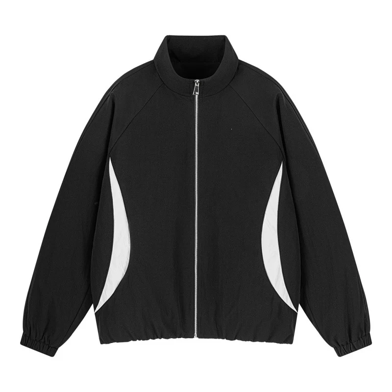 Herren Leichte Oversize Freizeitjacke mit Stehkragen, elastischem Saum und kontrastseiteneinsätzen Drune
