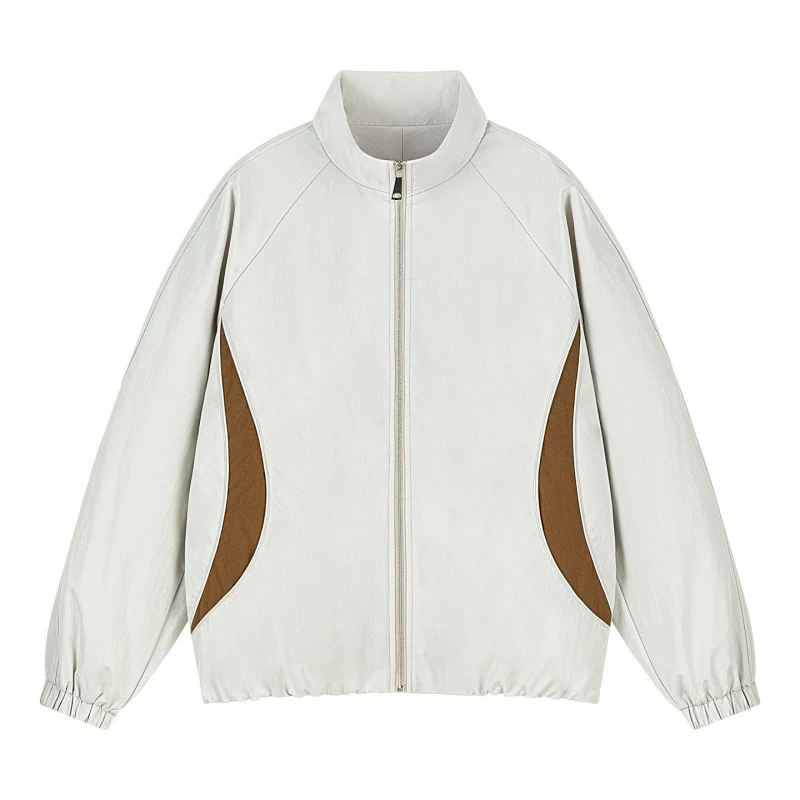 Herren Leichte Oversize Freizeitjacke mit Stehkragen, elastischem Saum und kontrastseiteneinsätzen Drune