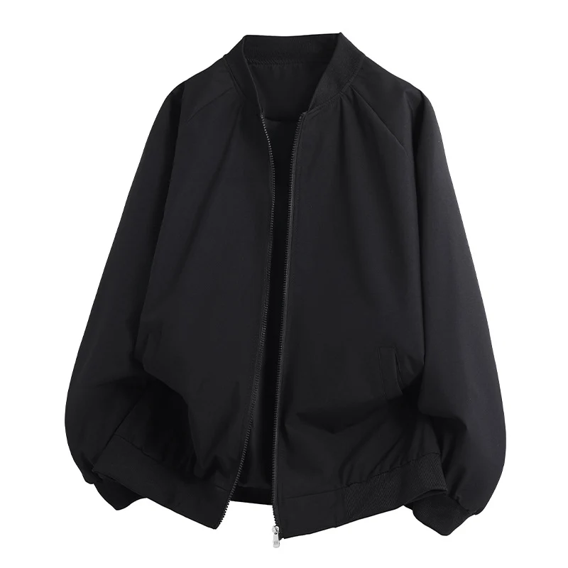 Herren Leichte Oversize Blouson-Bomberjacke mit Raglanärmeln, Zwei-Wege-Reißverschluss und Eingrifftaschen Drune